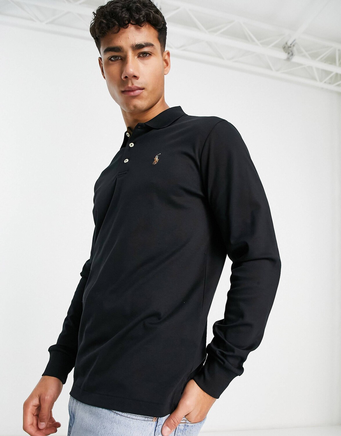 Черное поло с длинными рукавами из хлопка пима с логотипом Polo Ralph Lauren, Черный
Черное поло с длинными рукавами из хлопка пима с логотипом Polo Ralph Lauren, Черный