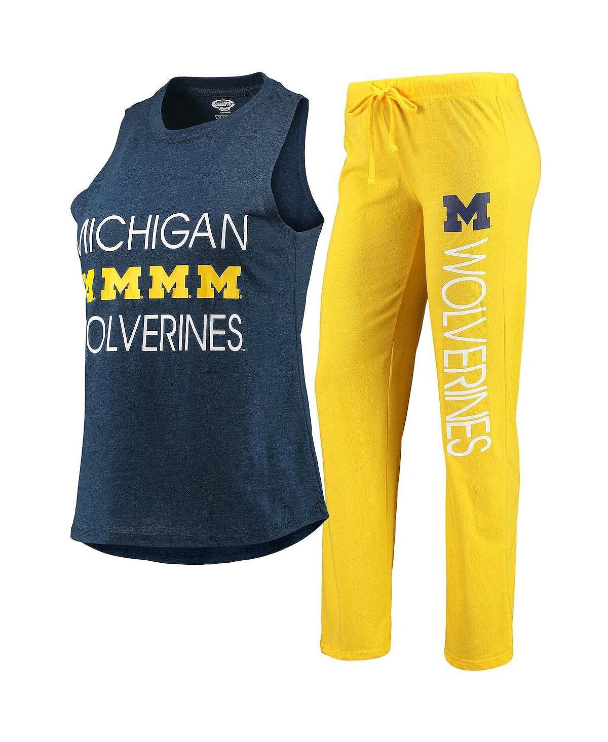 Женский комплект для сна из топа и брюк Maize, темно-синего цвета Michigan Wolverines Concepts Sport
Женский комплект для сна из топа и брюк Maize, темно-синего цвета Michigan Wolverines Concepts Sport