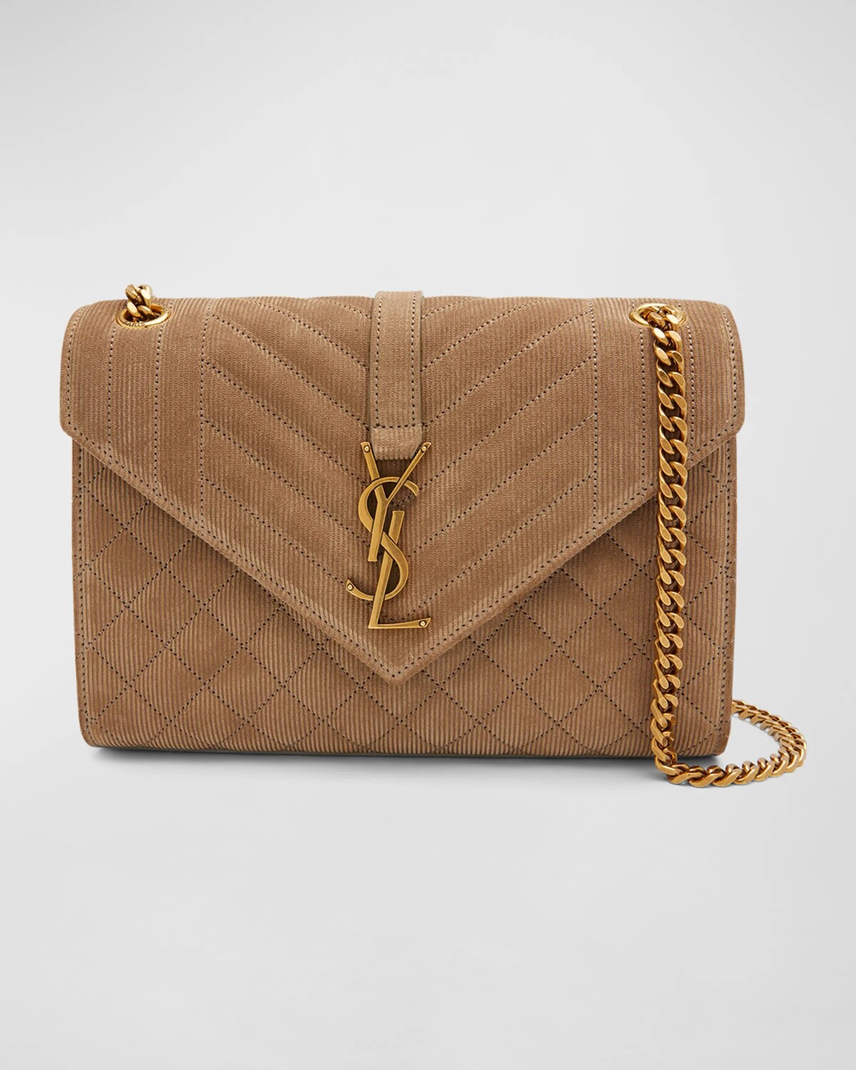 Вельветовая сумка через плечо Envelope Triquilt Medium YSL Saint Laurent, цвет Greyish Brown
Вельветовая сумка через плечо Envelope Triquilt Medium YSL Saint Laurent, цвет Greyish Brown