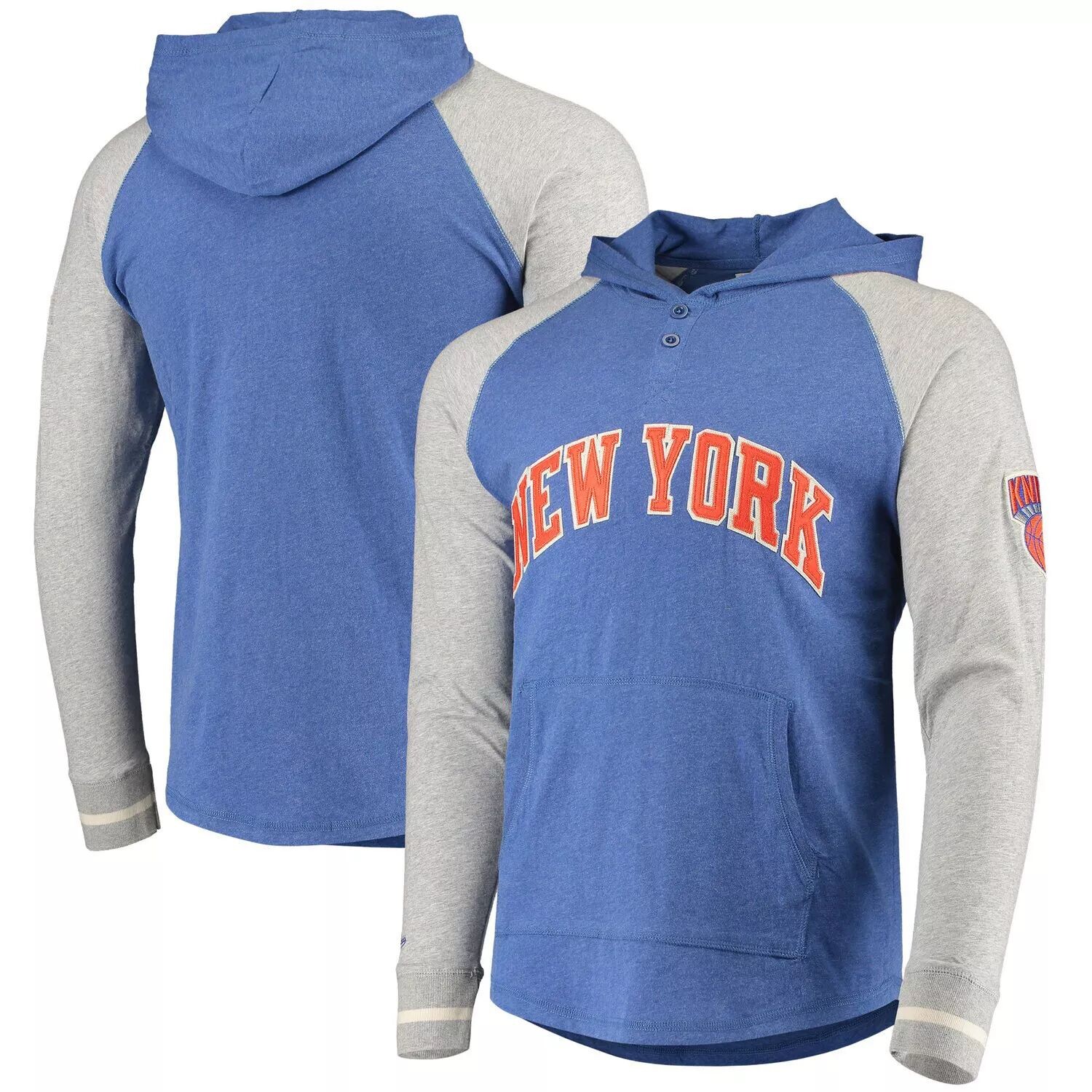 Мужская толстовка Henley с регланами Mitchell & Ness Heathered Blue New York Knicks Slugfest
Мужская толстовка Henley с регланами Mitchell & Ness Heathered Blue New York Knicks Slugfest