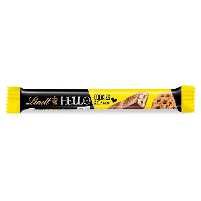 Шоколадный батончик Lindt Hello Cookie & Cream, кремовая начинка с кусочками печенья, 39г
Шоколадный батончик Lindt Hello Cookie & Cream, кремовая начинка с кусочками печенья, 39г