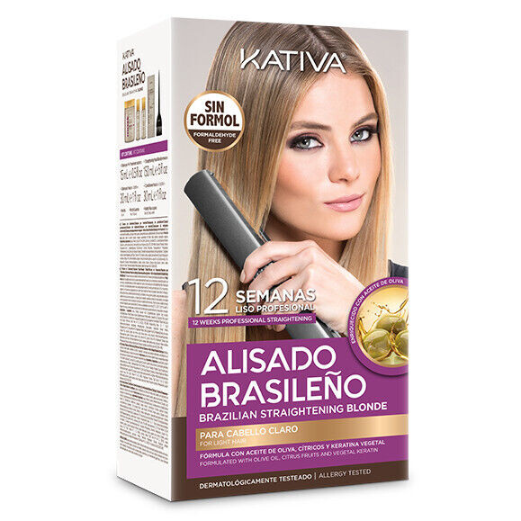 Kativa Alisado Brasileno Blonde набор для кератинового выпрямления светлых волос: шампунь до процедуры, 15 мл + шампунь после процедуры, 30 мл + кондиционер, 30 мл + выпрямляющая маска, 150 мл
Kativa Alisado Brasileno Blonde набор для кератинового выпрямления светлых волос: шампунь до процедуры, 15 мл + шампунь после процедуры, 30 мл + кондиционер, 30 мл + выпрямляющая маска, 150 мл