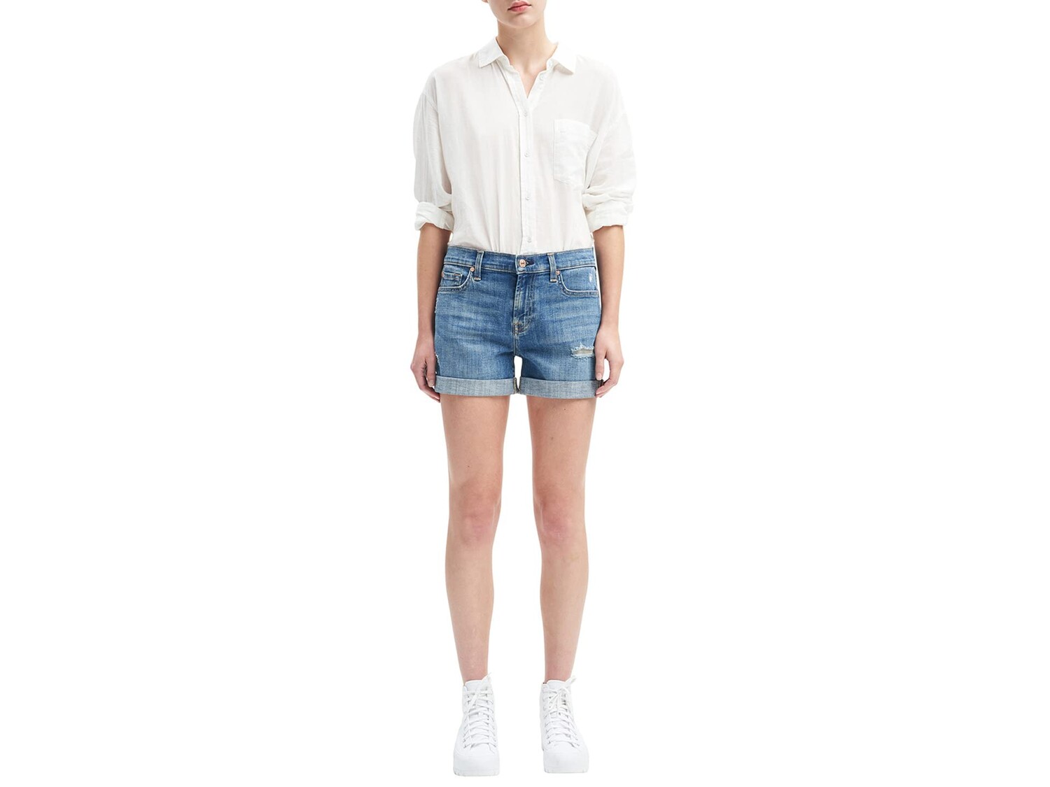 Шорты 7 For All Mankind, Mid-Roll Shorts w/ Destroy in Bright Light Broken Twill
Шорты 7 For All Mankind, Mid-Roll Shorts w/ Destroy in Bright Light Broken Twill