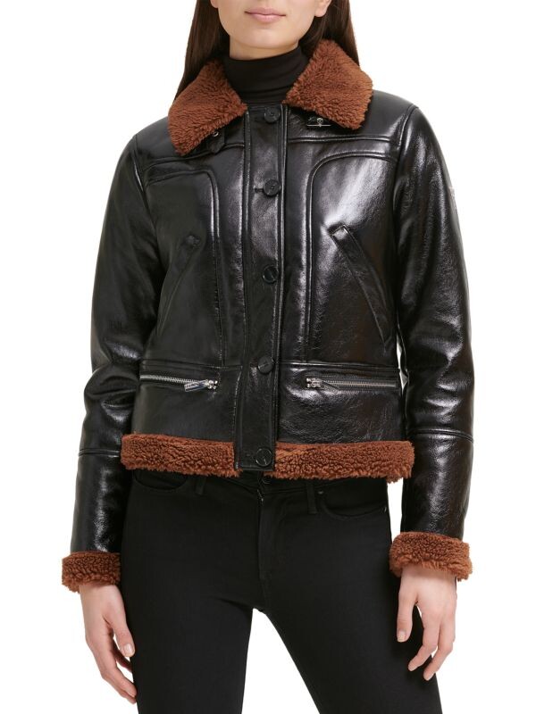 Куртка из искусственной лакированной кожи с отделкой из искусственной овчины Guess Black
Куртка из искусственной лакированной кожи с отделкой из искусственной овчины Guess Black