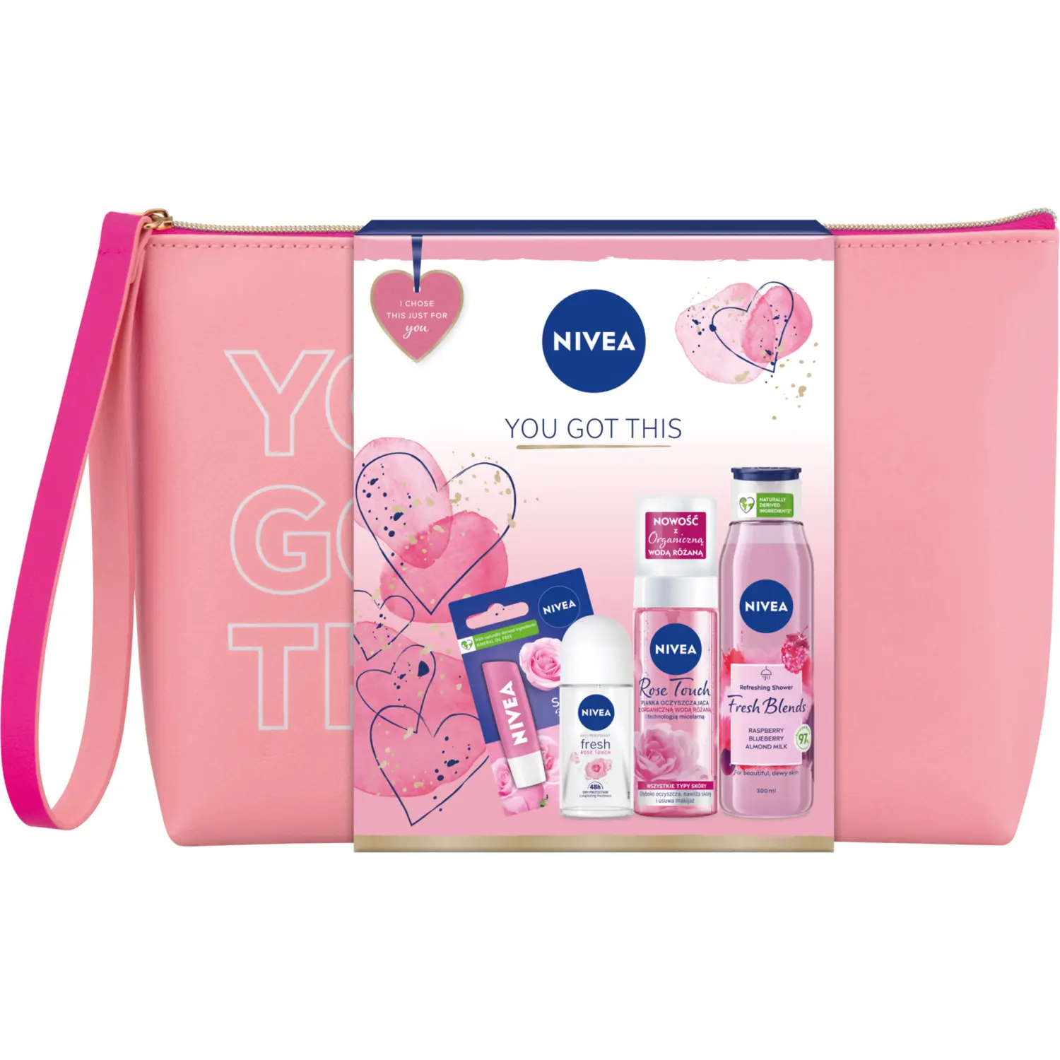 Nivea You Got This набор: дезодорант шариковый женский, 50 мл + гель для душа женский, 300 мл + губная помада, 5,5 мл + мицеллярная жидкость для лица, 150 мл
Nivea You Got This набор: дезодорант шариковый женский, 50 мл + гель для душа женский, 300 мл + губная помада, 5,5 мл + мицеллярная жидкость для лица, 150 мл