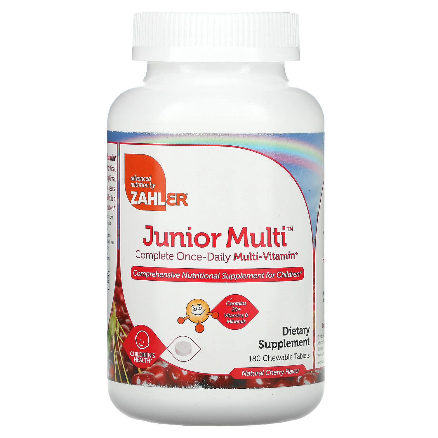 Junior Multi, Полный набор мультивитаминов всего в 1 таблетке в день, Натуральный вишневый вкус, 180 жевательных таблеток, Zahler
Junior Multi, Полный набор мультивитаминов всего в 1 таблетке в день, Натуральный вишневый вкус, 180 жевательных таблеток, Zahler