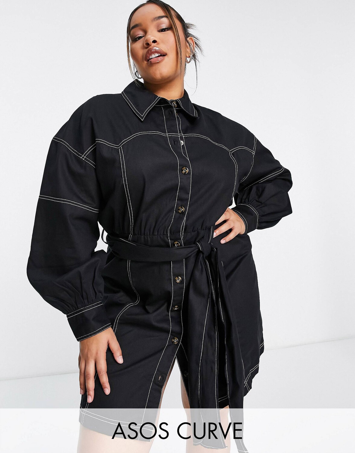 Черное платье-рубашка мини из твила с изогнутой кокеткой ASOS DESIGN Curve, Черный
Черное платье-рубашка мини из твила с изогнутой кокеткой ASOS DESIGN Curve, Черный