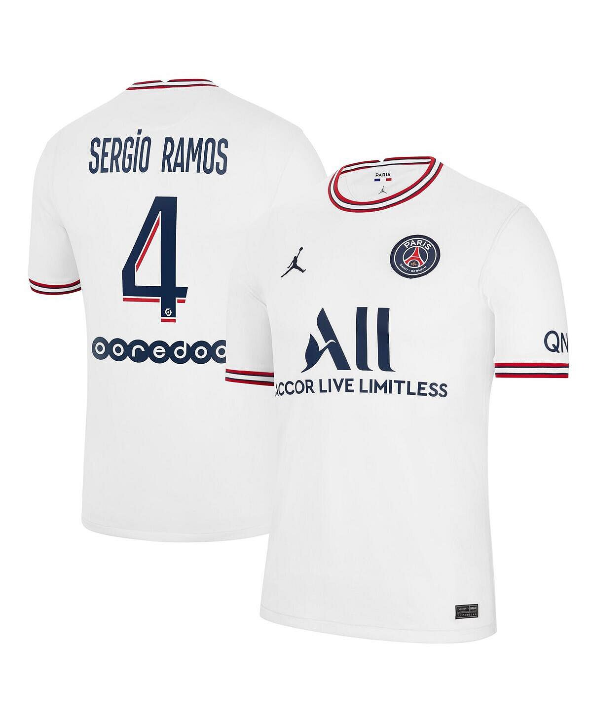 Мужская марка sergio ramos white paris saint-germain 2021/22 четвертая копия джерси Jordan, белый
Мужская марка sergio ramos white paris saint-germain 2021/22 четвертая копия джерси Jordan, белый