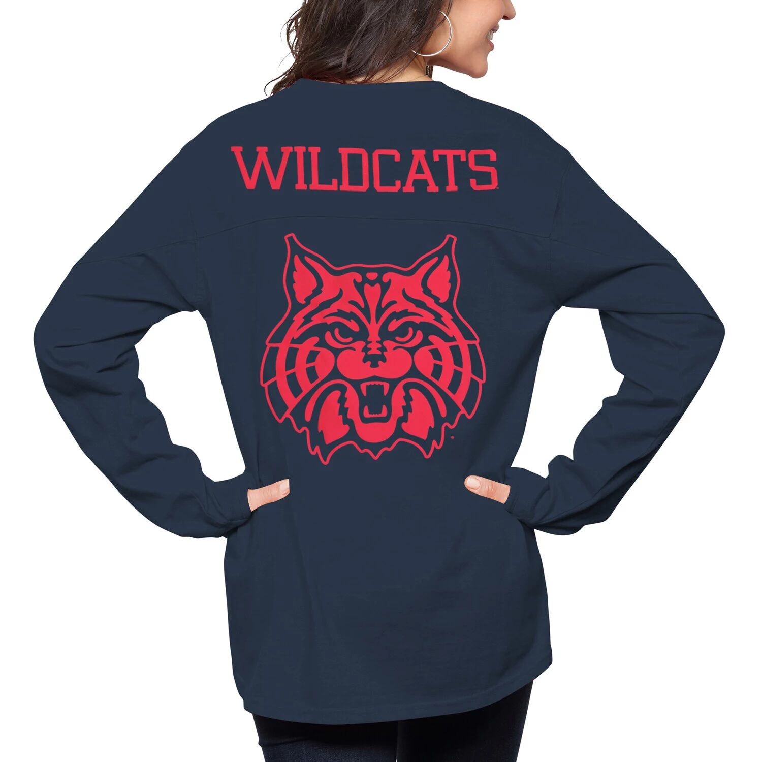 Женская темно-синяя футболка для прессы с длинными рукавами Arizona Wildcats The Big Shirt, Синий
Женская темно-синяя футболка для прессы с длинными рукавами Arizona Wildcats The Big Shirt, Синий