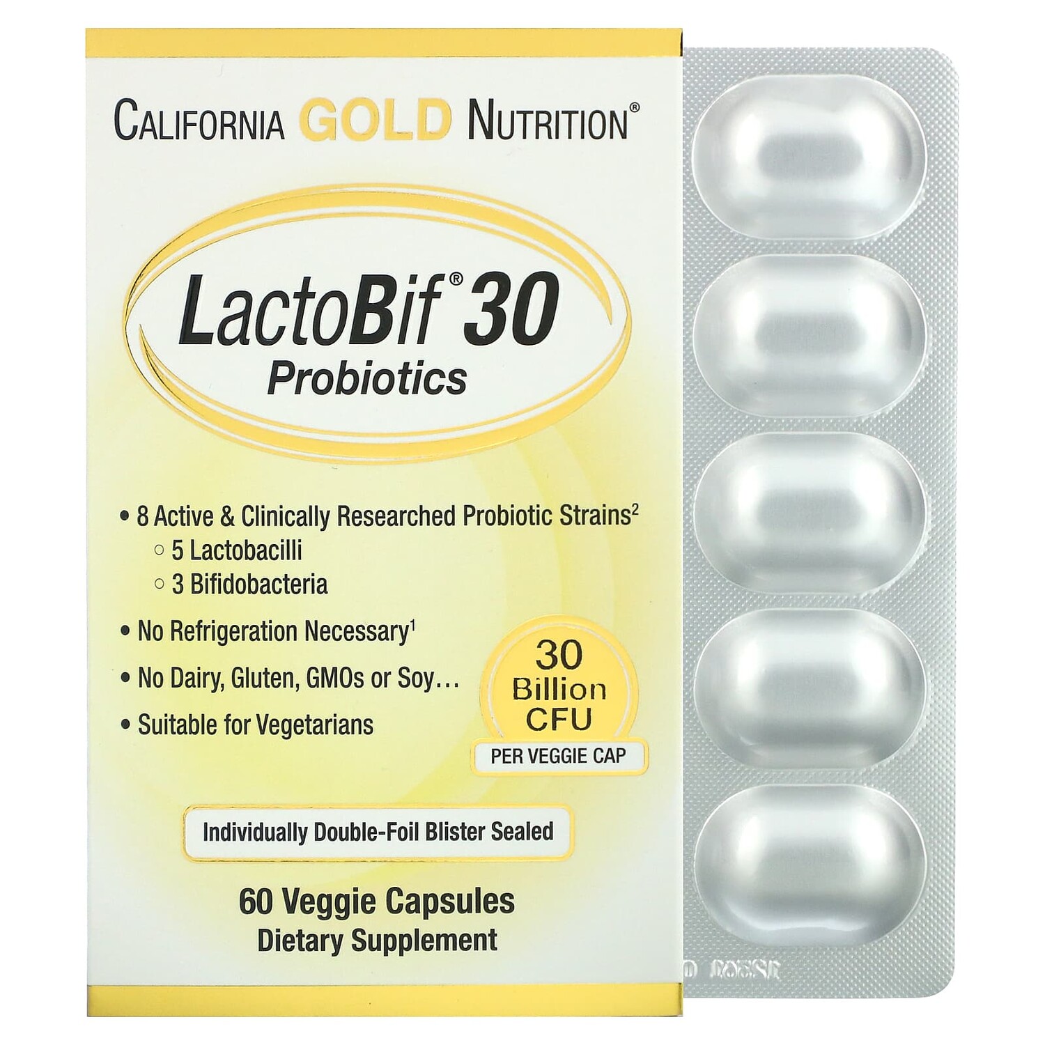LactoBif, пробиотики, 30 млрд КОЕ, 60 вегетарианских капсул, California Gold Nutrition
LactoBif, пробиотики, 30 млрд КОЕ, 60 вегетарианских капсул, California Gold Nutrition