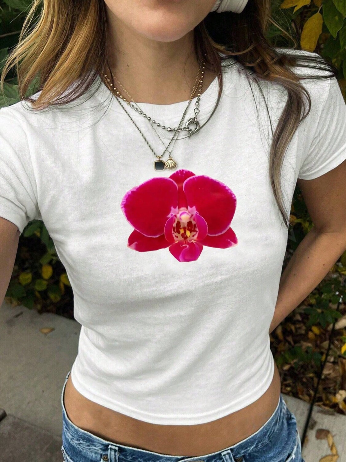 SHEIN EZwear Женская футболка с круглым вырезом и узором бабочки и орхидеи Y2K, белый цвет
SHEIN EZwear Женская футболка с круглым вырезом и узором бабочки и орхидеи Y2K, белый цвет