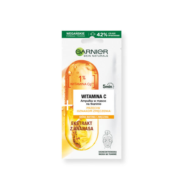 Garnier Skin Naturals Ампула с витамином С в тканевой маске против следов усталости 15г
Garnier Skin Naturals Ампула с витамином С в тканевой маске против следов усталости 15г