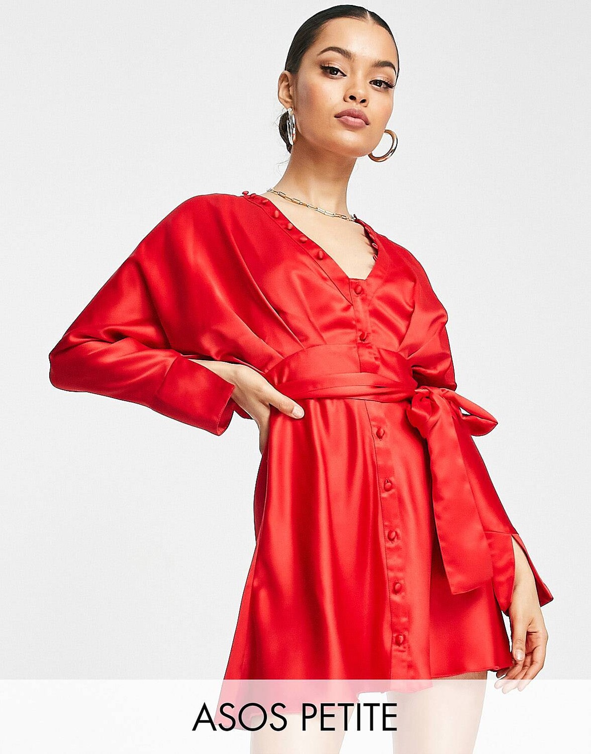 Красное атласное платье мини с пуговицами и завязками спереди ASOS DESIGN Petite
Красное атласное платье мини с пуговицами и завязками спереди ASOS DESIGN Petite