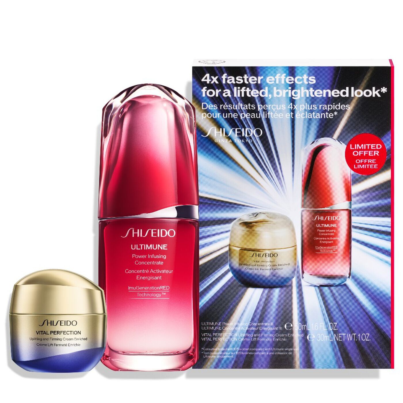 Shiseido Подтягивающий и подтягивающий набор Vital Perfection Подтягивающий и подтягивающий крем, обогащённый 30 мл + Ultimate Power Infusing Concentrate 50 мл
Shiseido Подтягивающий и подтягивающий набор Vital Perfection Подтягивающий и подтягивающий крем, обогащённый 30 мл + Ultimate Power Infusing Concentrate 50 мл