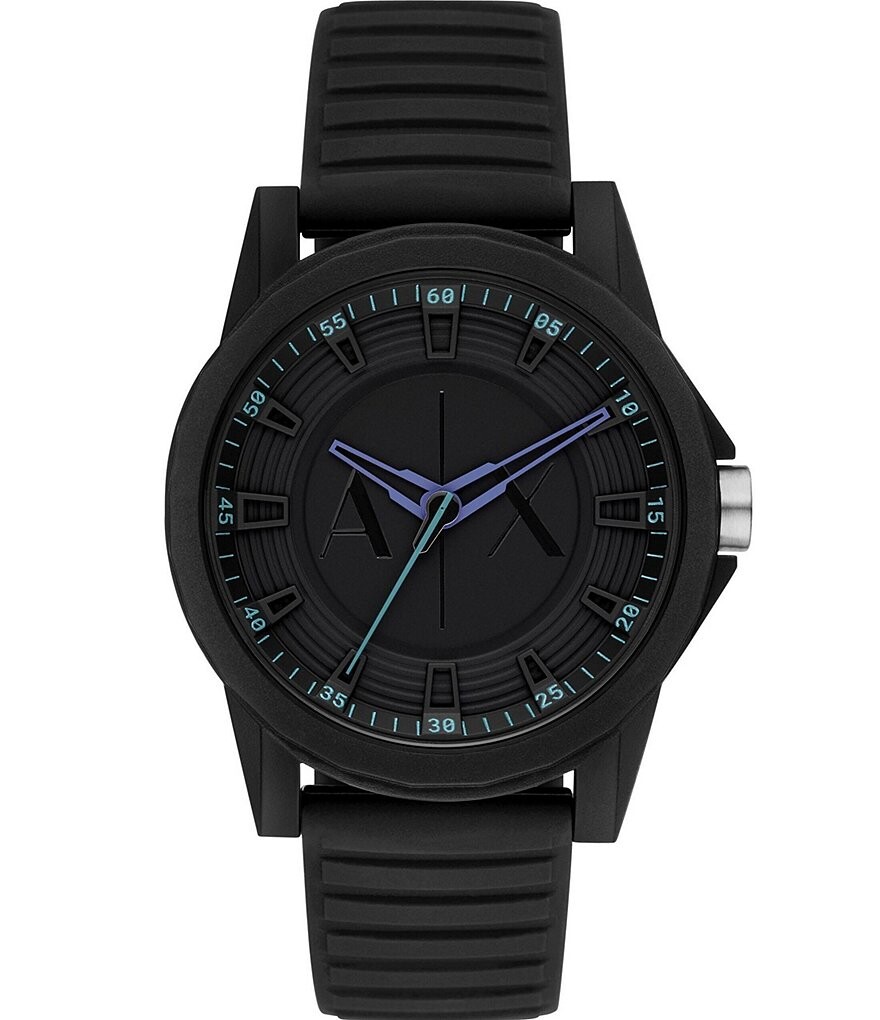 Armani Exchange Мужские кварцевые аналоговые часы с тремя стрелками, черный силиконовый ремешок, черный
Armani Exchange Мужские кварцевые аналоговые часы с тремя стрелками, черный силиконовый ремешок, черный