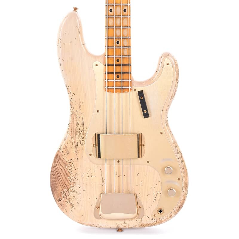 Fender Custom Shop 1957 Precision Bass Ash Heavy Relic Super Aged White Blonde с золотой фурнитурой (серийный номер R117511)
Fender Custom Shop 1957 Precision Bass Ash Heavy Relic Super Aged White Blonde с золотой фурнитурой (серийный номер R117511)
