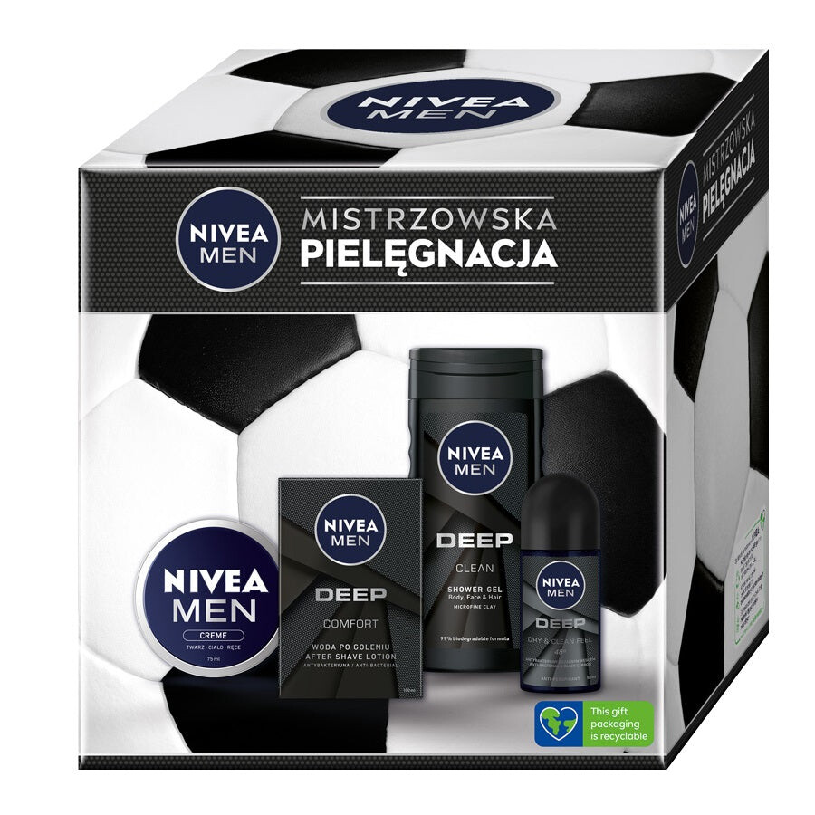 Nivea Football Box set Гель для душа 3 в 1 250мл + Антибактериальный крем после бритья 100мл + Крем для тела и лица Men Creme 75мл + Шариковый антиперспирант глубокого действия 50мл
Nivea Football Box set Гель для душа 3 в 1 250мл + Антибактериальный крем после бритья 100мл + Крем для тела и лица Men Creme 75мл + Шариковый антиперспирант глубокого действия 50мл