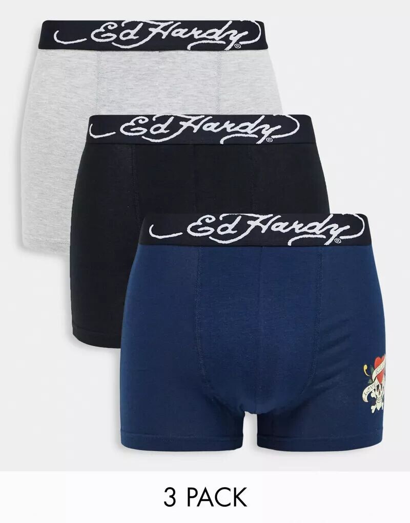 Набор из 3 трусов-боксеров с жаккардовым поясом и логотипом Ed Hardy (Темно-синие)
Набор из 3 трусов-боксеров с жаккардовым поясом и логотипом Ed Hardy (Темно-синие)