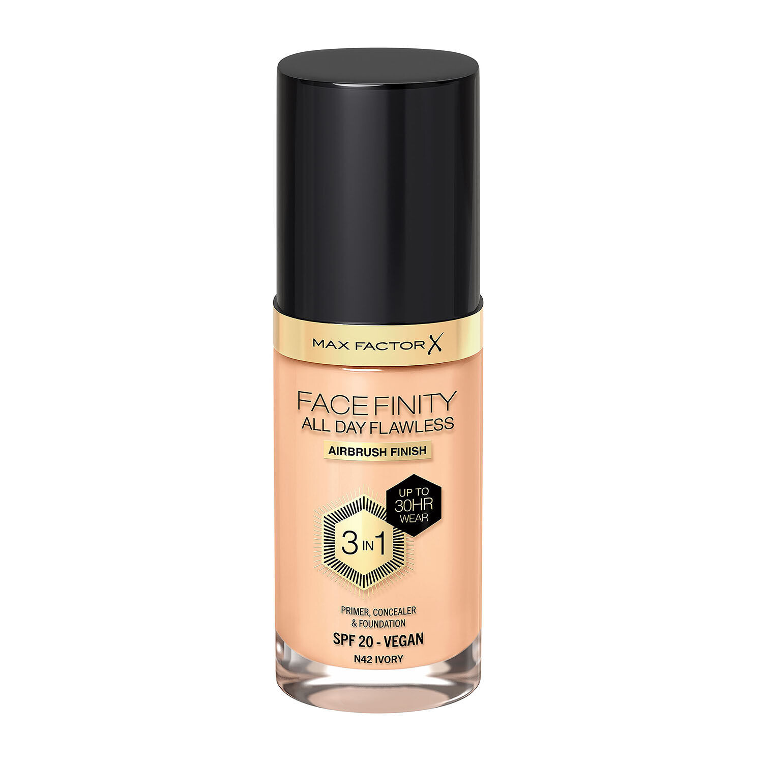 N42 жидкая тональная основа для лица цвета слоновой кости Max Factor Facefinity All Day Flawless 3W1, 30 мл
N42 жидкая тональная основа для лица цвета слоновой кости Max Factor Facefinity All Day Flawless 3W1, 30 мл