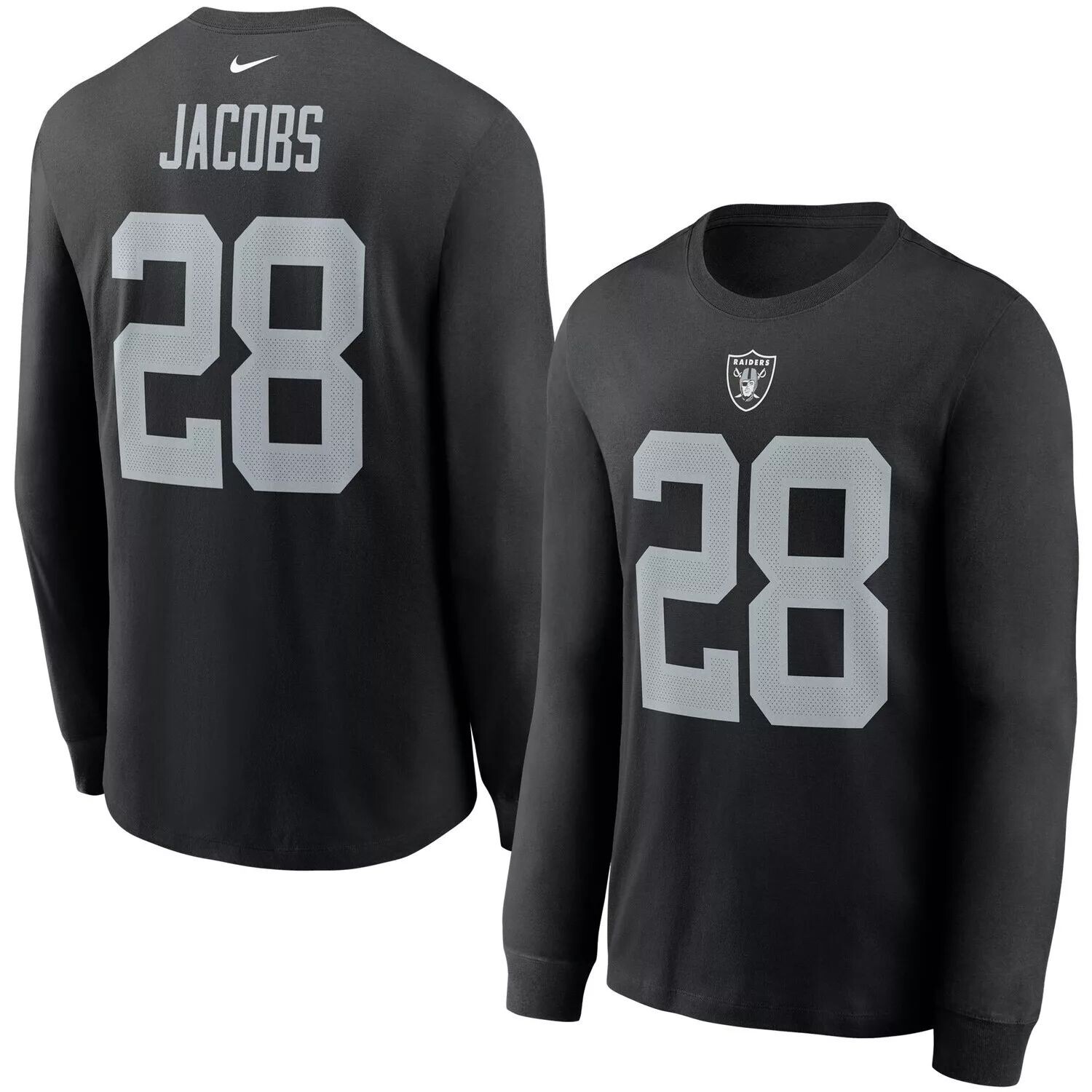 Мужская черная футболка с длинным рукавом с именем и номером игрока Josh Jacobs Las Vegas Raiders Nike, Черный
Мужская черная футболка с длинным рукавом с именем и номером игрока Josh Jacobs Las Vegas Raiders Nike, Черный