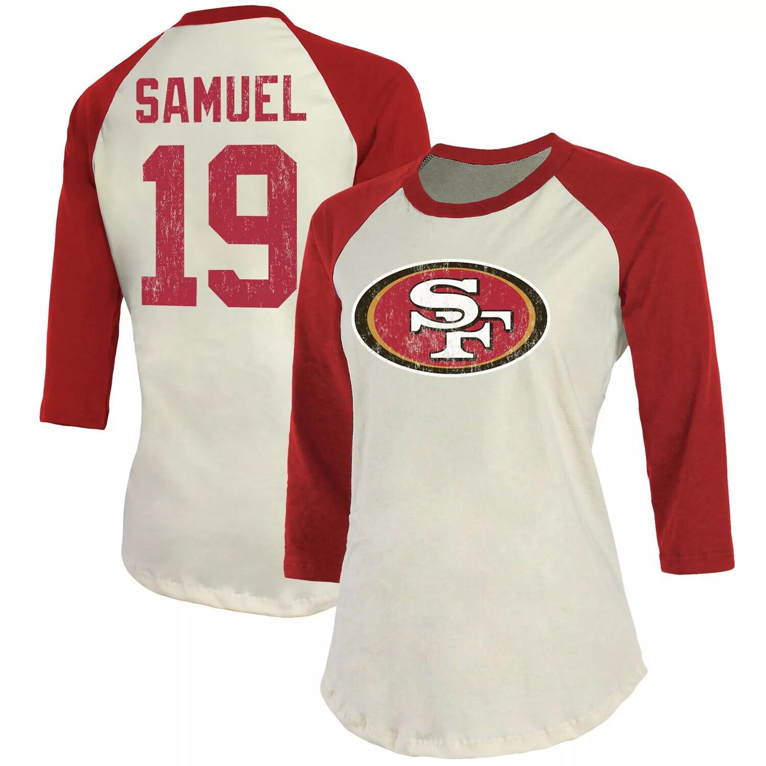 Женская футболка Fanatics Deebo Samuel Cream/Scarlet San Francisco 49ers Player с именем и номером, рукавом 3/4
Женская футболка Fanatics Deebo Samuel Cream/Scarlet San Francisco 49ers Player с именем и номером, рукавом 3/4