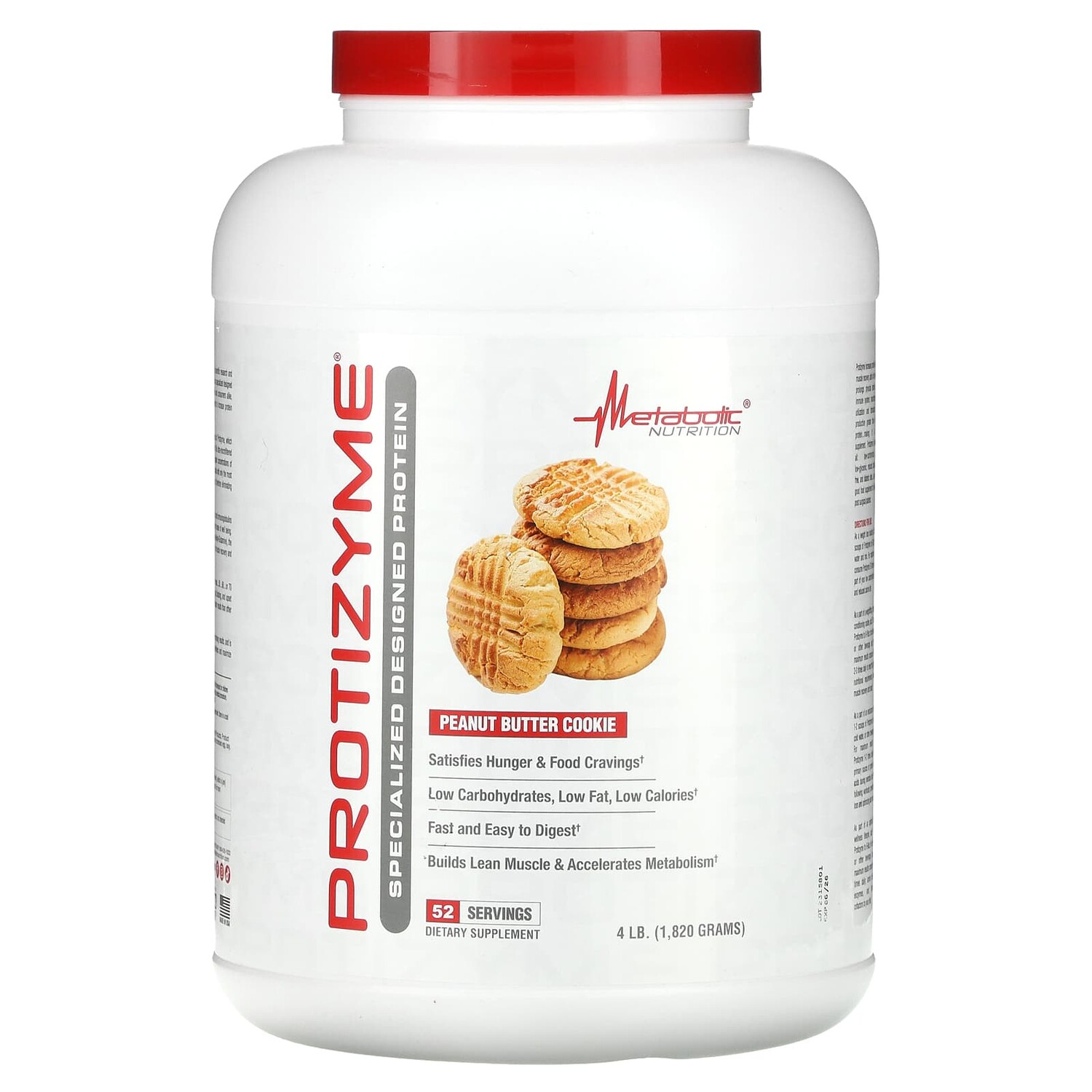 Protizyme, Specialized Designed Protein, печенье с арахисовой пастой, 1820 г (4 фунта), Metabolic Nutrition
Protizyme, Specialized Designed Protein, печенье с арахисовой пастой, 1820 г (4 фунта), Metabolic Nutrition