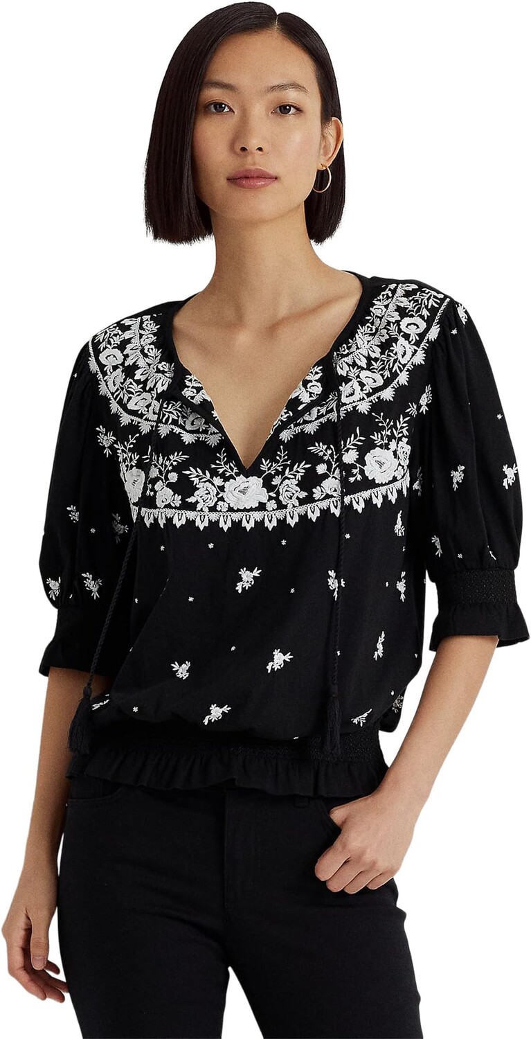 Топ из джерси Petite с завязкой на шее и вышивкой LAUREN Ralph Lauren, цвет Black/White
Топ из джерси Petite с завязкой на шее и вышивкой LAUREN Ralph Lauren, цвет Black/White