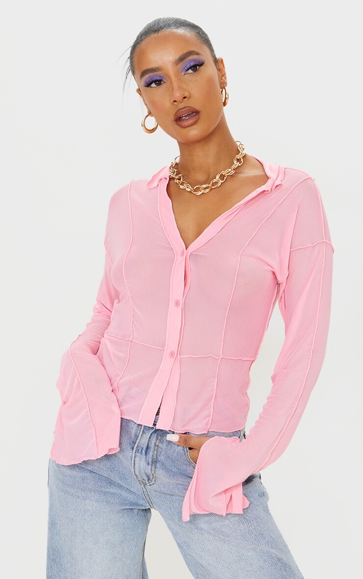 PrettyLittleThing Розовая рубашка с длинным рукавом в сеточку с контрастным швом
PrettyLittleThing Розовая рубашка с длинным рукавом в сеточку с контрастным швом