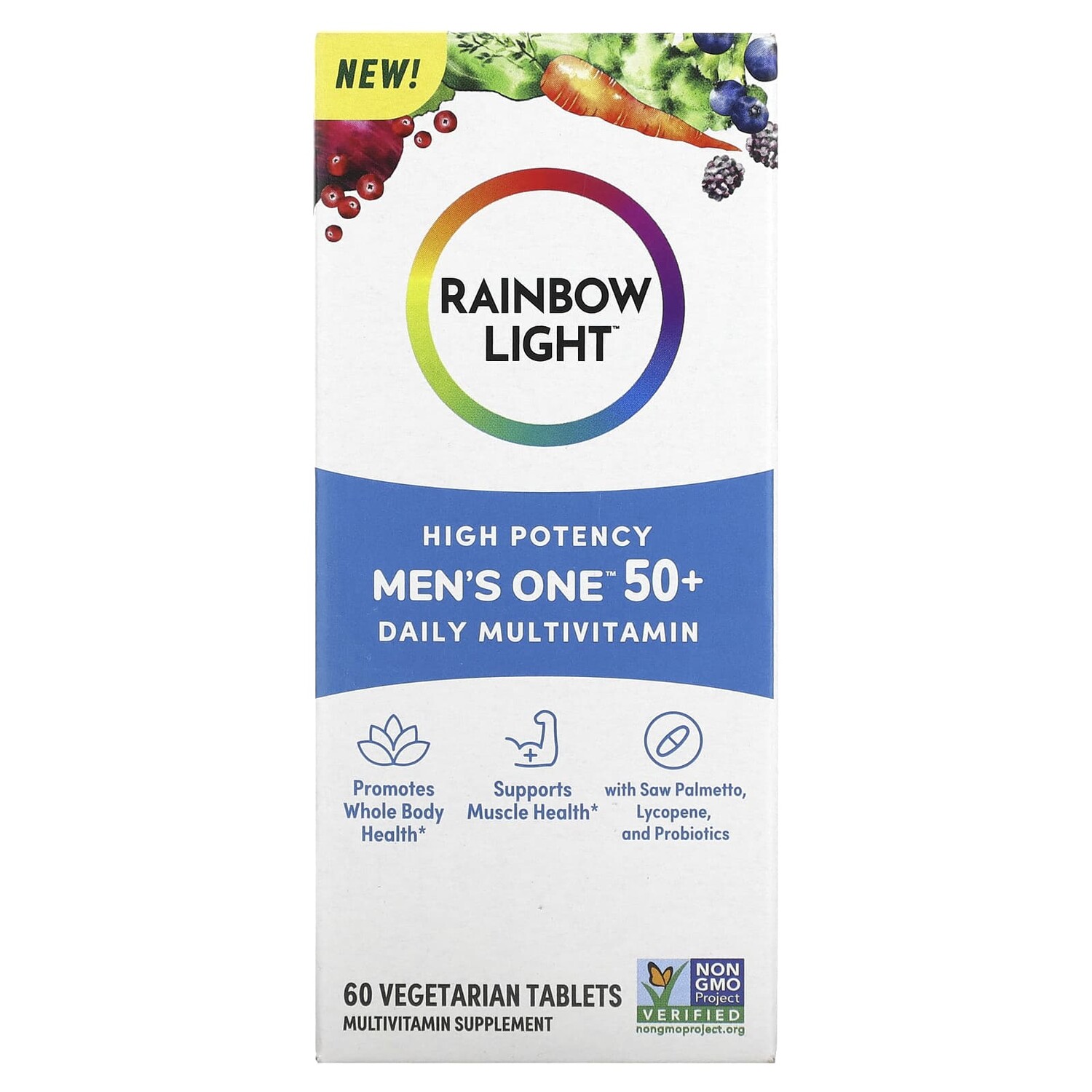 Men One 50+ Daily, мультивитамины, высокая эффективность, 60 вегетарианских таблеток, Rainbow Light
Men One 50+ Daily, мультивитамины, высокая эффективность, 60 вегетарианских таблеток, Rainbow Light