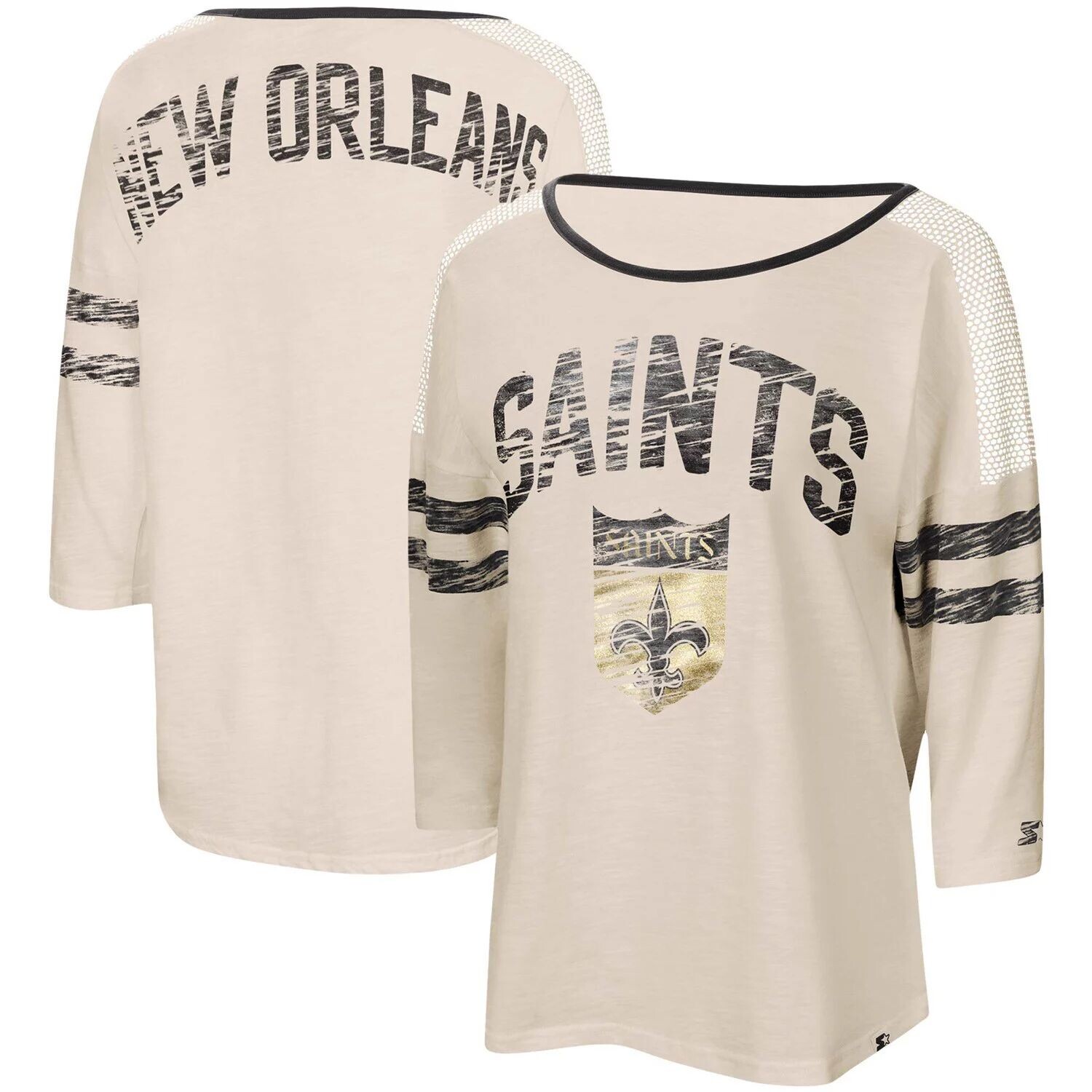Женская стартовая белая/черная футболка New Orleans Saints с круглым вырезом и рукавами 3/4 Starter, Черный
Женская стартовая белая/черная футболка New Orleans Saints с круглым вырезом и рукавами 3/4 Starter, Черный