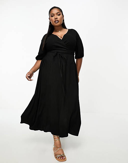 Черное фактурное платье миди с жатым запахом и завязками по бокам ASOS DESIGN Curve
Черное фактурное платье миди с жатым запахом и завязками по бокам ASOS DESIGN Curve