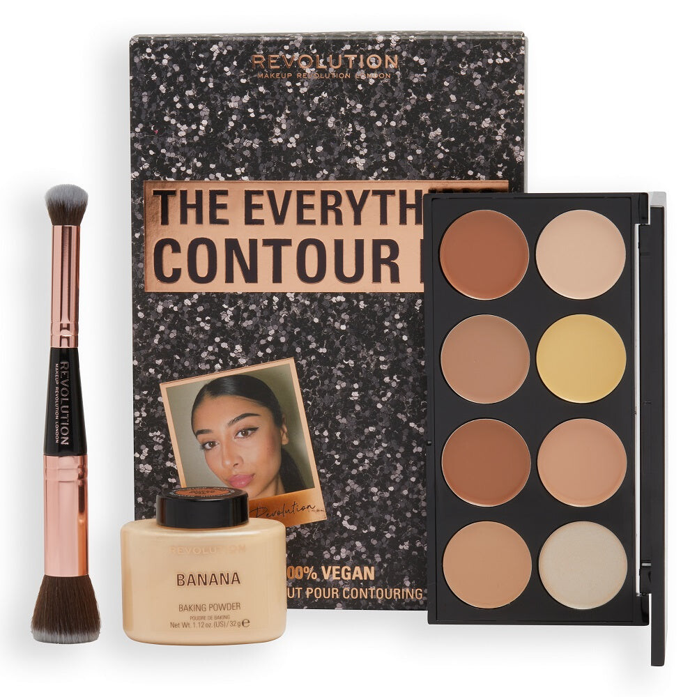 Makeup Revolution Набор Everything Contour Kit Рассыпчатая пудра для выпечки с бананом 32 г + Палетка хайлайтера и бронзатора Ultra Cream Contour Palette 13 г + Двусторонняя кисть для контуринга Double Ended Contour Brush
Makeup Revolution Набор Everything Contour Kit Рассыпчатая пудра для выпечки с бананом 32 г + Палетка хайлайтера и бронзатора Ultra Cream Contour Palette 13 г + Двусторонняя кисть для контуринга Double Ended Contour Brush