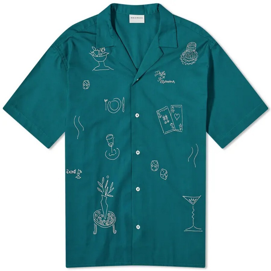 Рубашка с коротким рукавом Drôle De Monsieur Embroidered Vacation, сине-зеленый/белый
Рубашка с коротким рукавом Drôle De Monsieur Embroidered Vacation, сине-зеленый/белый