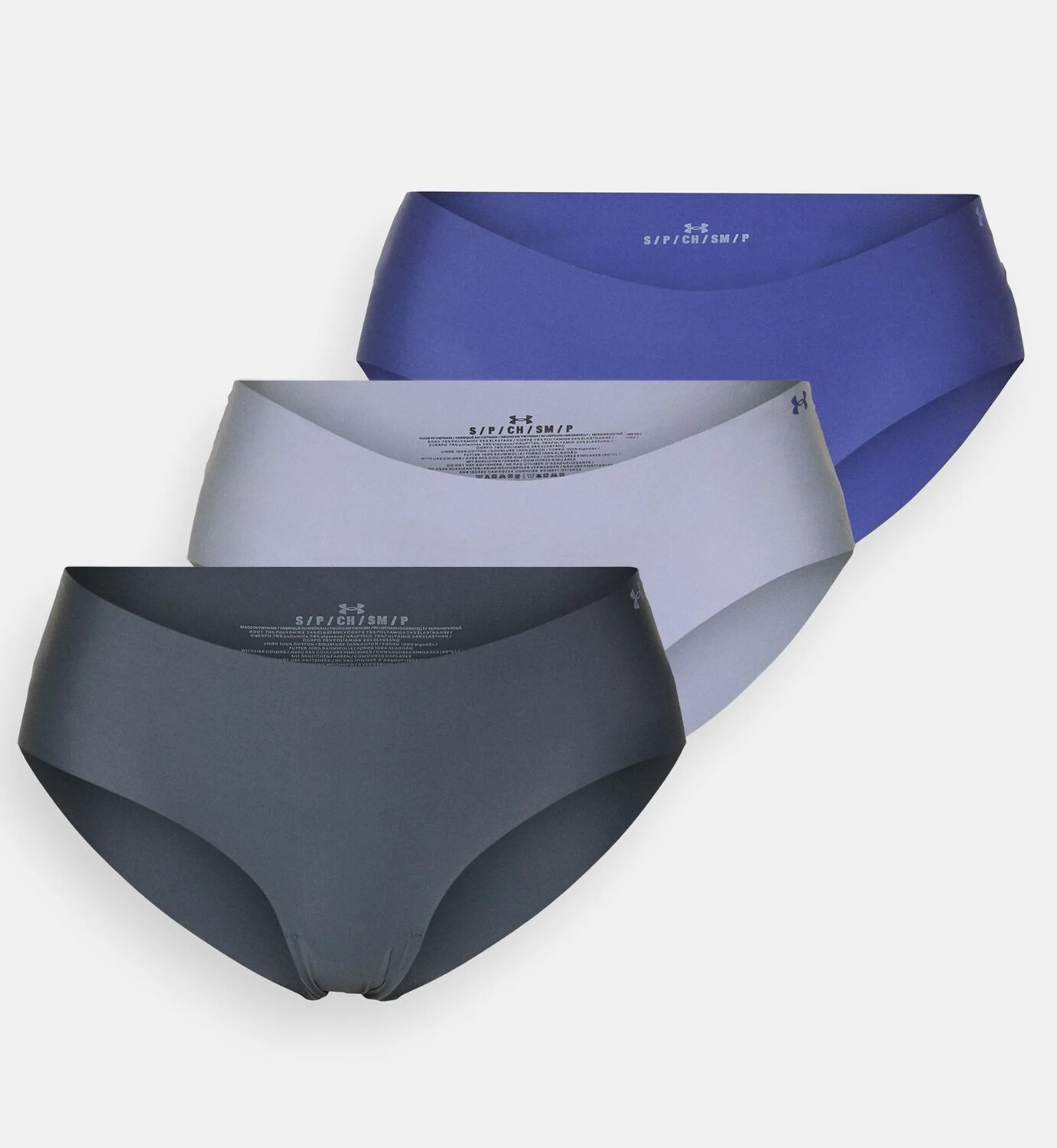 Набор трусов Under Armour Pure Stretch No Show Hipster Solid, синий, темно-синий, 3 шт
Набор трусов Under Armour Pure Stretch No Show Hipster Solid, синий, темно-синий, 3 шт