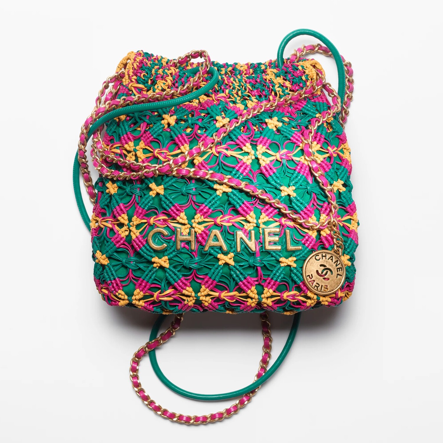 Сумка-хобо Chanel 22 Mini Calfskin Macrame & Gold-tone Metal, темно-зеленый/фуксия
Сумка-хобо Chanel 22 Mini Calfskin Macrame & Gold-tone Metal, темно-зеленый/фуксия