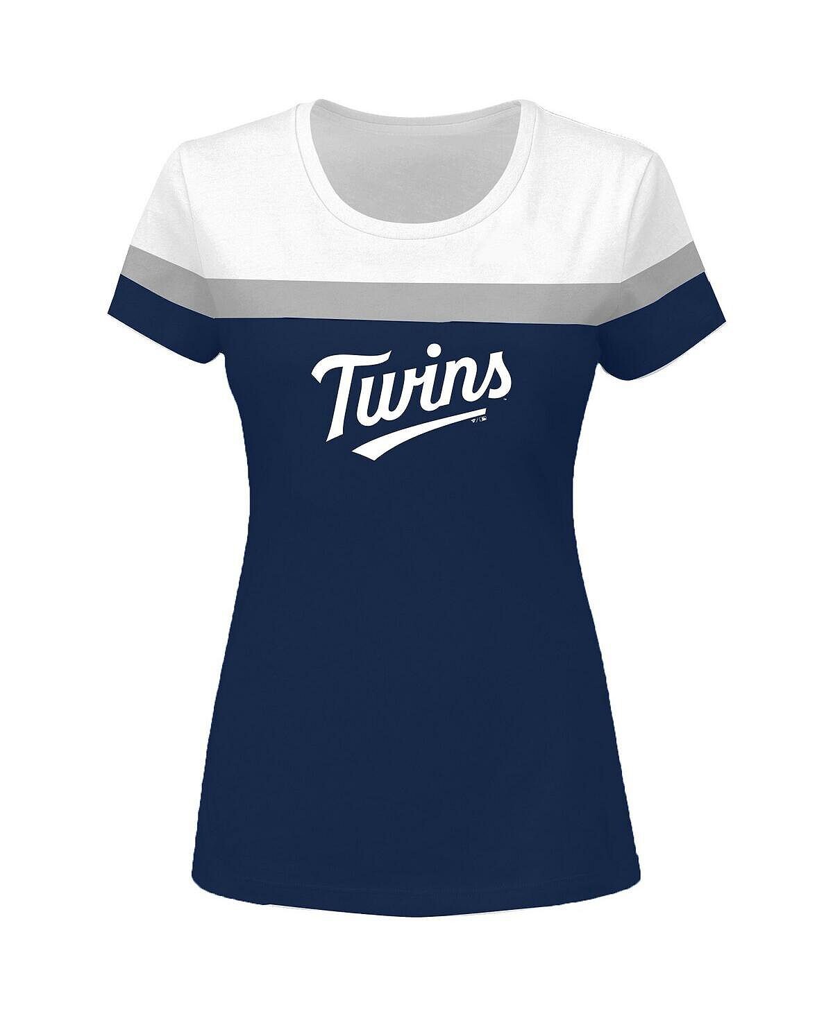 Женская белая, темно-синяя футболка Minnesota Twins Plus Size с цветными блоками Profile, Синий
Женская белая, темно-синяя футболка Minnesota Twins Plus Size с цветными блоками Profile, Синий