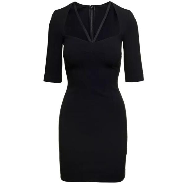 Платье mini dress with short sleeves and neckline d Dolce&Gabbana, черный 
Платье mini dress with short sleeves and neckline d Dolce&Gabbana, черный