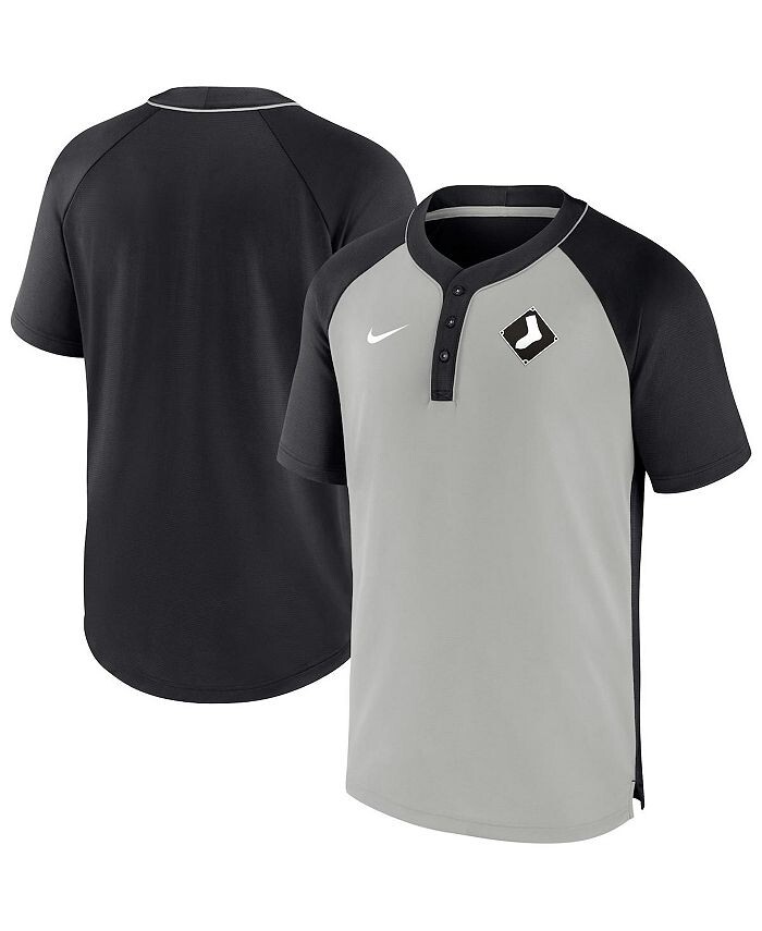 Мужская черная, серебристая футболка Chicago White Sox City Plate Performance Henley Raglan Nike, черный
Мужская черная, серебристая футболка Chicago White Sox City Plate Performance Henley Raglan Nike, черный