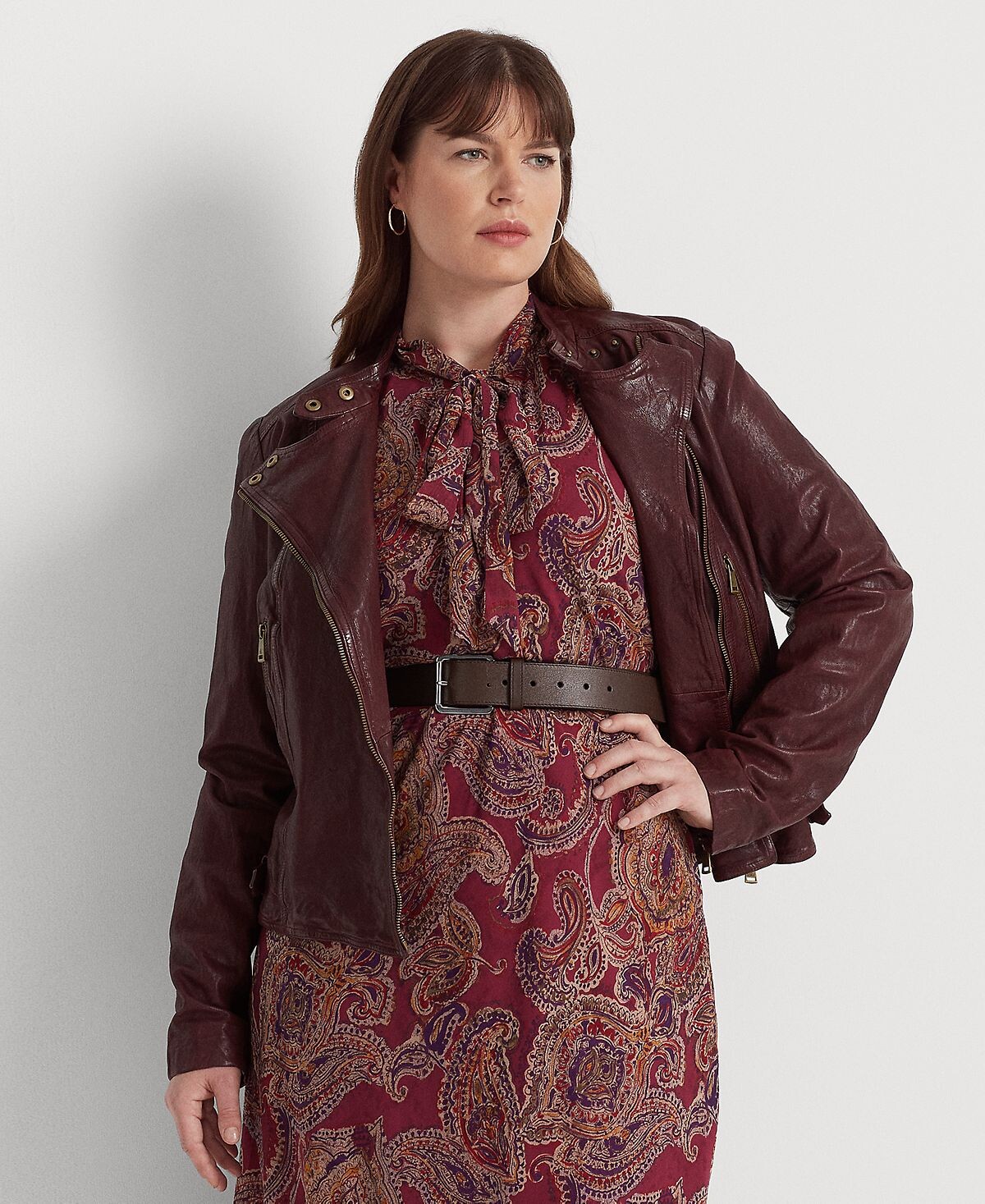 Женская кожаная мотоциклетная куртка узкого кроя больших размеров Lauren Ralph Lauren
Женская кожаная мотоциклетная куртка узкого кроя больших размеров Lauren Ralph Lauren