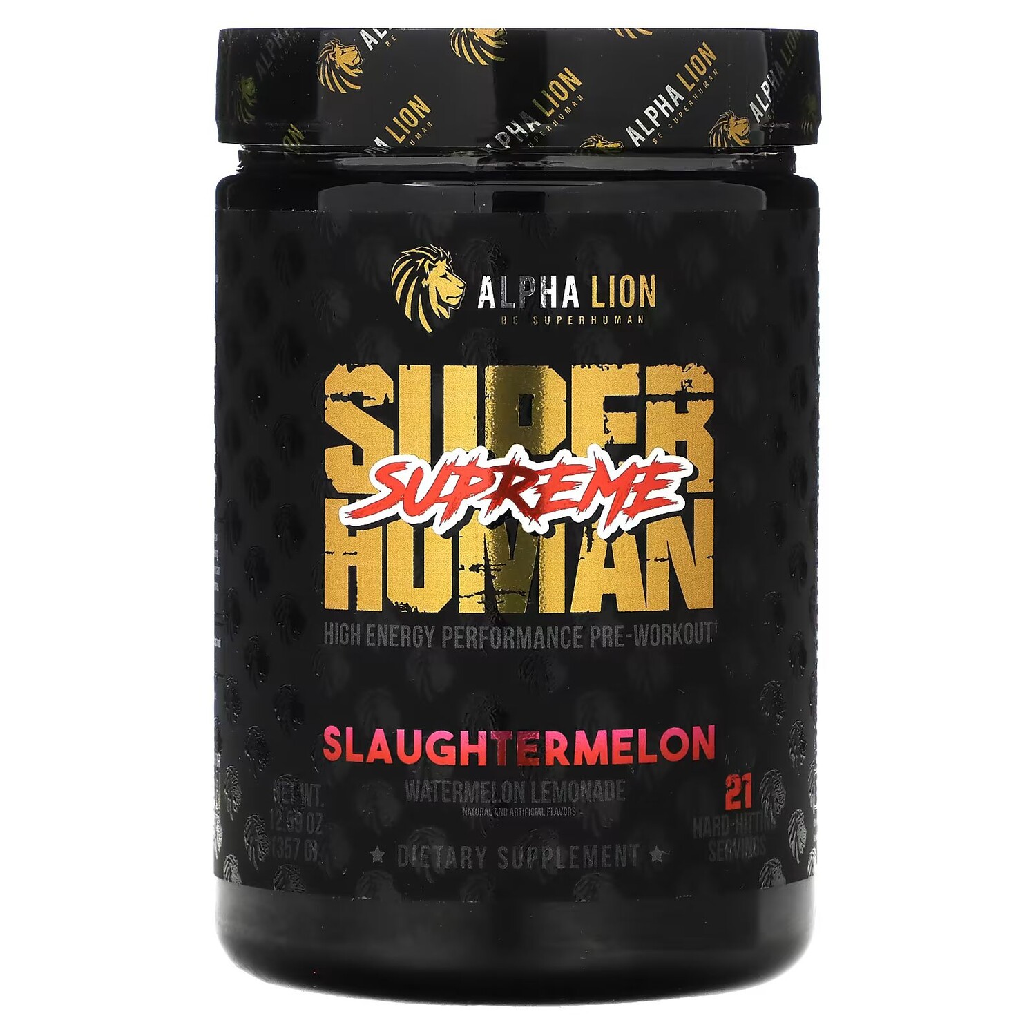SuperHuman Supreme, Slaughtermelon, Арбузный лимонад, 12,59 унций (357 г) Alpha Lion
SuperHuman Supreme, Slaughtermelon, Арбузный лимонад, 12,59 унций (357 г) Alpha Lion