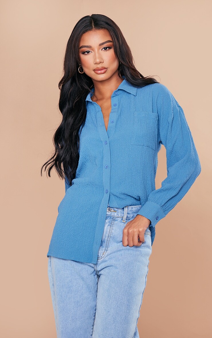PrettyLittleThing Рубашка оверсайз с фактурным рисунком стального синего цвета и передними карманами
PrettyLittleThing Рубашка оверсайз с фактурным рисунком стального синего цвета и передними карманами