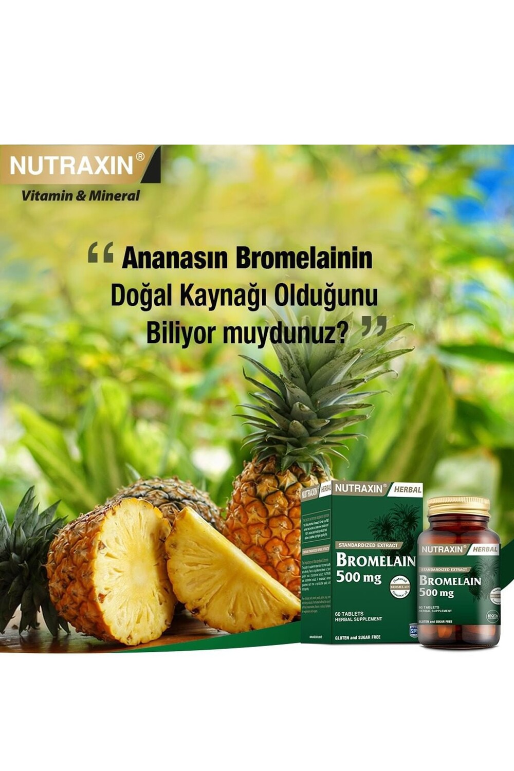Nutraxin Бромелайн 60 капсул содержит бромелайн, растительный фермент для переваривания белка
Nutraxin Бромелайн 60 капсул содержит бромелайн, растительный фермент для переваривания белка