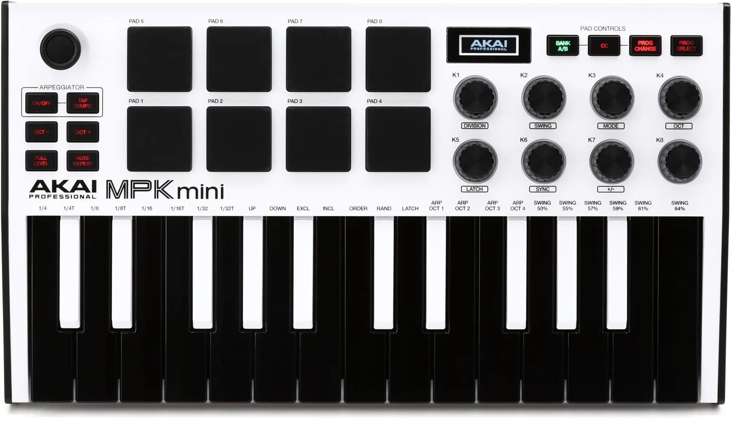 Akai Professional MPK Mini MK III, ограниченная серия, белая 25-клавишная клавиатура-контроллер
Akai Professional MPK Mini MK III, ограниченная серия, белая 25-клавишная клавиатура-контроллер
