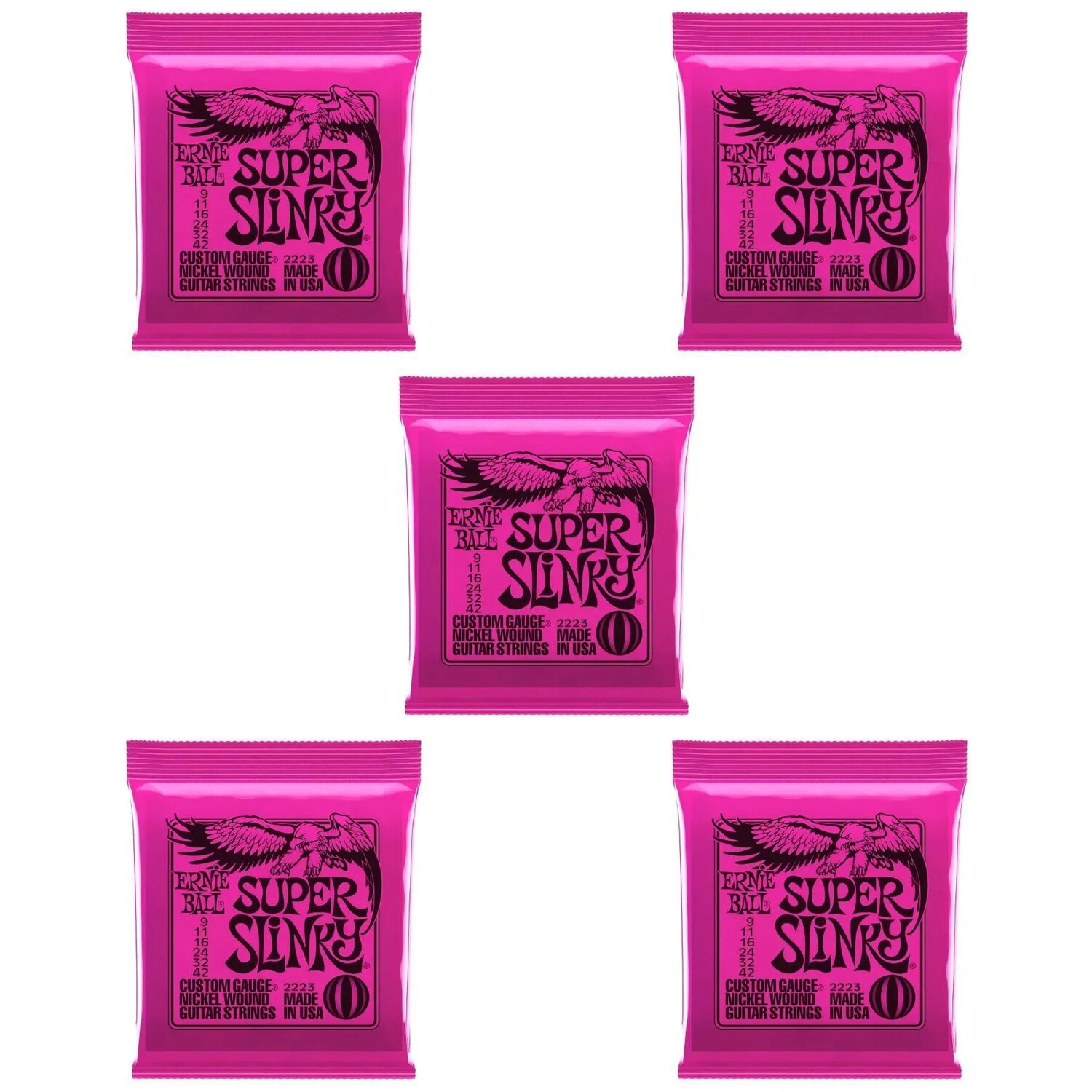 Струны для электрогитары Ernie Ball 2223 Super Slinky с никелевой обмоткой — .009-.042 (5 шт.)
Струны для электрогитары Ernie Ball 2223 Super Slinky с никелевой обмоткой — .009-.042 (5 шт.)