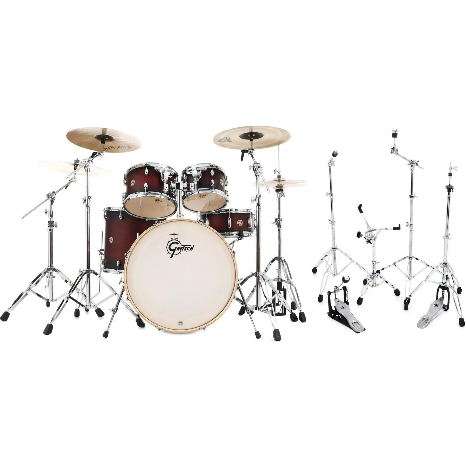 Gretsch Drums Catalina Maple CM1-E825 Набор из 5 предметов с малым барабаном и комплектом оборудования — Satin Deep Cherry Burst
Gretsch Drums Catalina Maple CM1-E825 Набор из 5 предметов с малым барабаном и комплектом оборудования — Satin Deep Cherry Burst