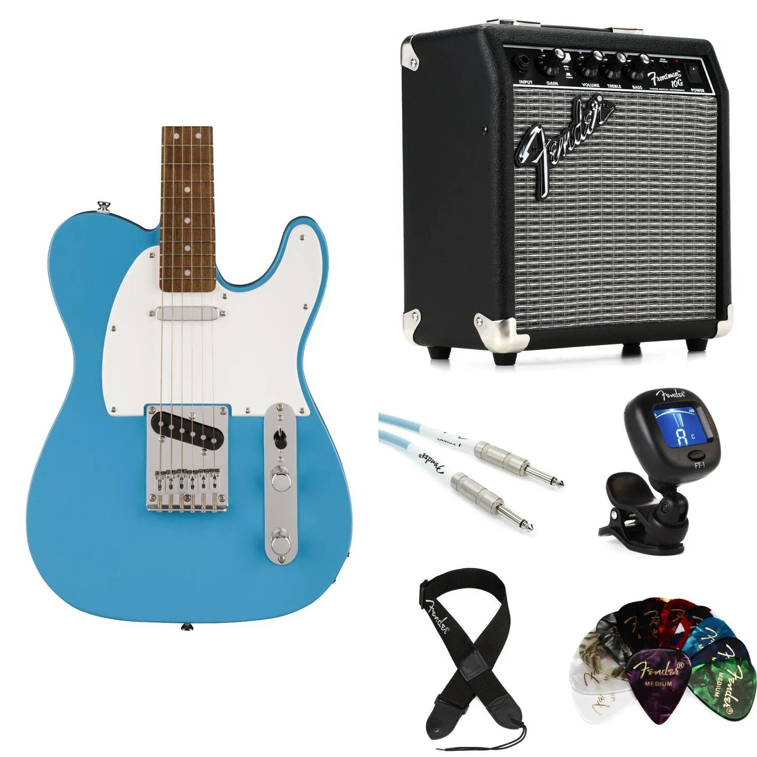 Комплект электрогитары Squier Sonic Telecaster и усилителя Fender — цвет California Blue
Комплект электрогитары Squier Sonic Telecaster и усилителя Fender — цвет California Blue