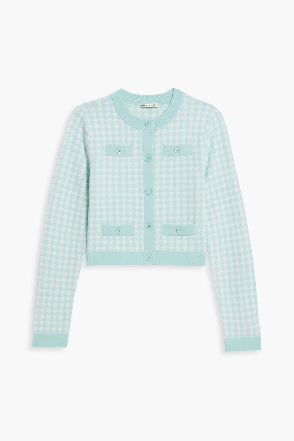 Укороченный кардиган Tanna из смесовой шерсти с узором "гусиные лапки" Alice + Olivia, голубое небо
Укороченный кардиган Tanna из смесовой шерсти с узором "гусиные лапки" Alice + Olivia, голубое небо