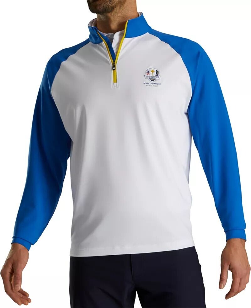 Мужская толстовка среднего слоя с молнией до половины длины FootJoy 2023 Ryder Cup Color Block, белый/синий
Мужская толстовка среднего слоя с молнией до половины длины FootJoy 2023 Ryder Cup Color Block, белый/синий