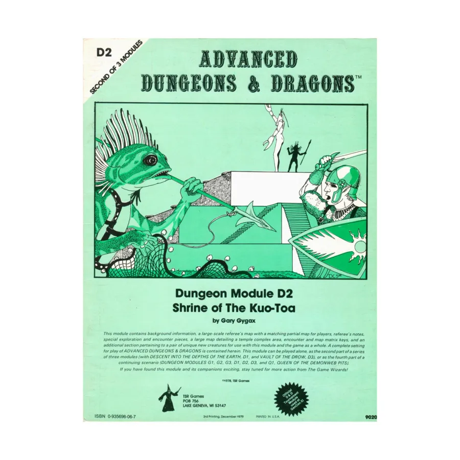 Модуль Shrine of the Kuo-Toa (3rd Printing), Advanced Dungeons & Dragons (1st Edition) - Modules & Adventures - D, G & Q Series
Модуль Shrine of the Kuo-Toa (3rd Printing), Advanced Dungeons & Dragons (1st Edition) - Modules & Adventures - D, G & Q Series