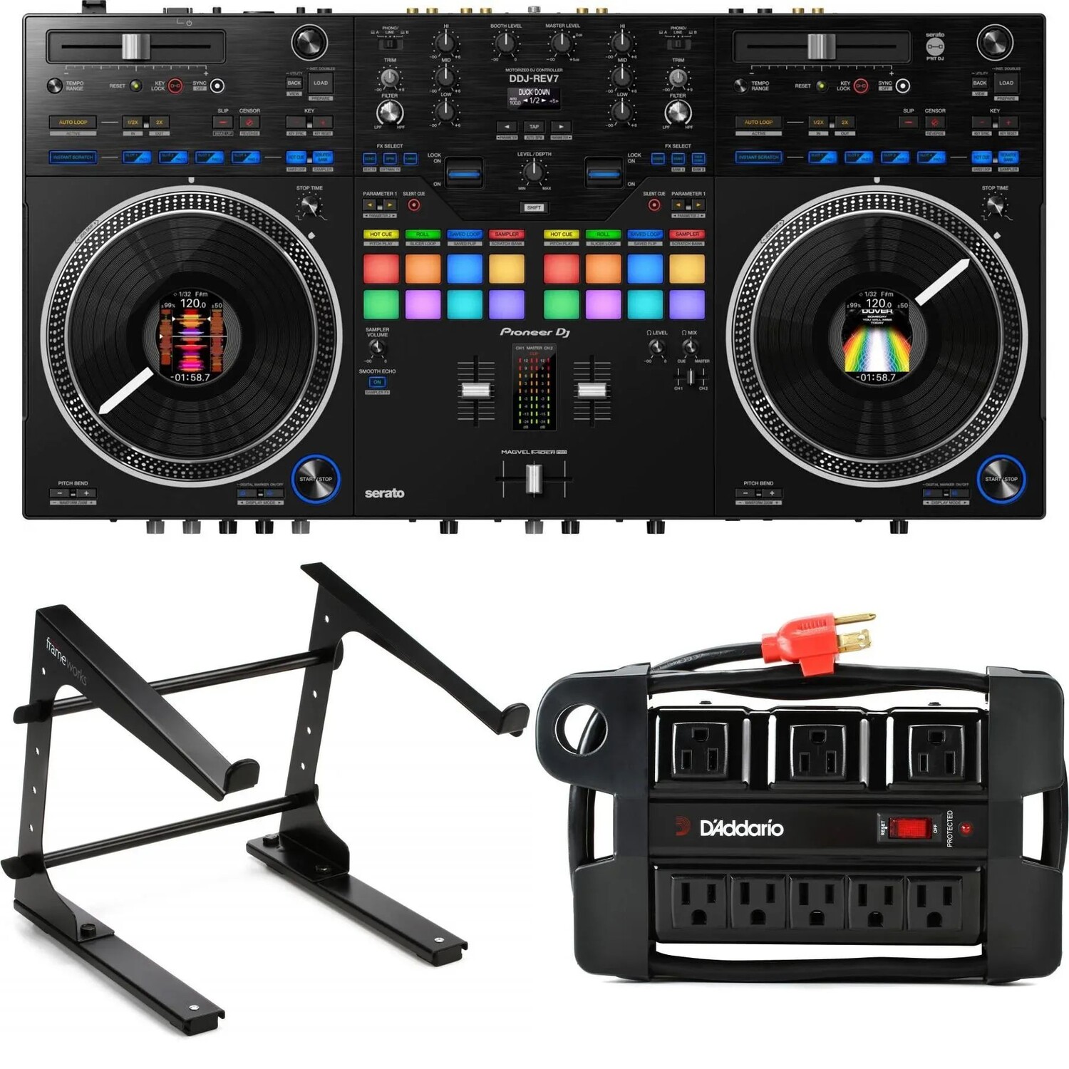 Pioneer DJ DDJ-REV7 2-дековый контроллер Serato DJ с подставкой для ноутбука и блоком питания
Pioneer DJ DDJ-REV7 2-дековый контроллер Serato DJ с подставкой для ноутбука и блоком питания